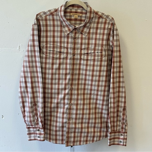 John Varvatos Men’s Western Plaid Button Down Long Sleeve Shirt Brown XXL